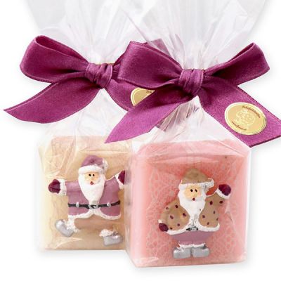 Sheep milk soap 35g decorated with santa in a cellophane, Classic/peony 