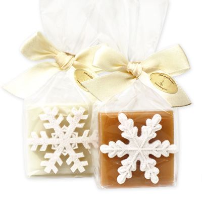 Sheep milk soap 35g decorated with a snowflake in a cellophane, Classic/quince 