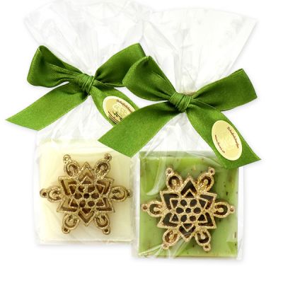 Sheep milk soap 35g decorated with a snowflake in a cellophane, Classic/verbena 