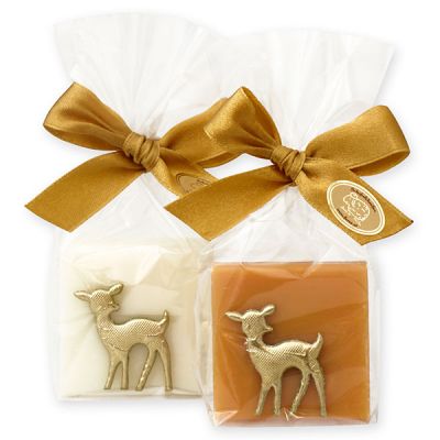 Sheep milk soap 35g decorated with a fawn in a cellophane, Classic/quince 