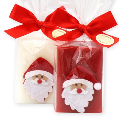 Sheep milk soap 100g decorated with Santa in a cellophane, Classic/Pomegranate 