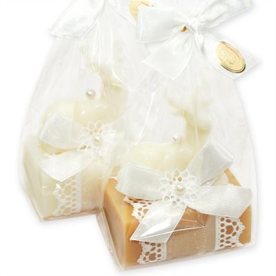 Sheep milk soap 100g, decorated wtih a soap deer 30g in a cellophane, Classic/quince 