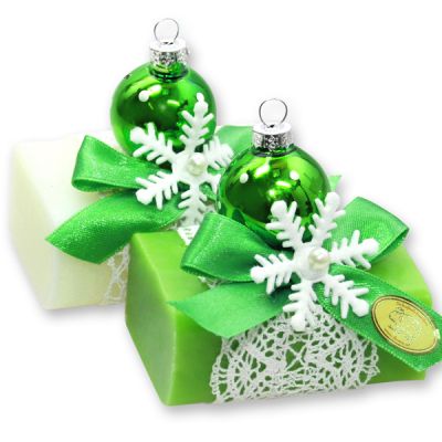 Sheep milk soap 100g, decorated with a glass christmas ball, Classic/pear 