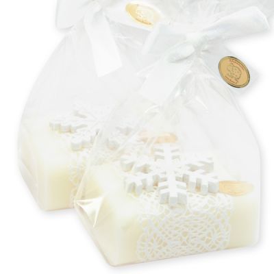 Sheep milk soap 100g decorated with a snowflake in a cellophane, Classic 
