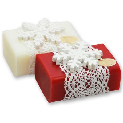 Sheep milk soap 100g decorated with a snowflake, Classic/Pomegranate 