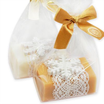 Sheep milk soap 100g, decorated with snowflake in a cellophane, Classic/quince 