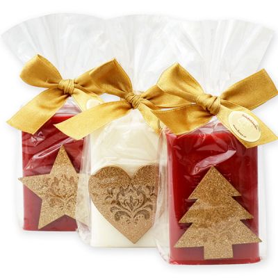 Sheep milk soap 100g decorated with christmas decorations in a cellophane, Classic/Pomegranate 