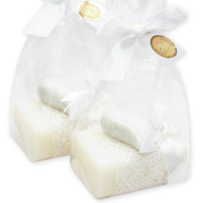 Sheep milk soap 100g decorated with a heart in a cellophane, Classic 