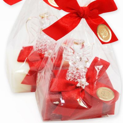 Sheep milk soap 100g decorated with an angel in a cellophane, Classic/Pomegranate 