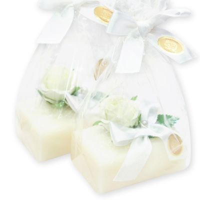 Sheep milk soap 100g decorated with a flower in a cellophane, Classic 