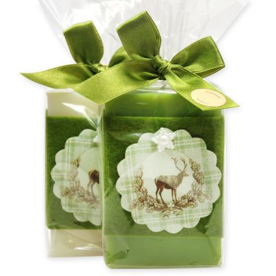 Sheep milk soap 150g decorated with a deer in a cellophane, Classic/apple 