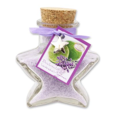 Bath salt 160g in a star shaped glass jar, Lavender lime 